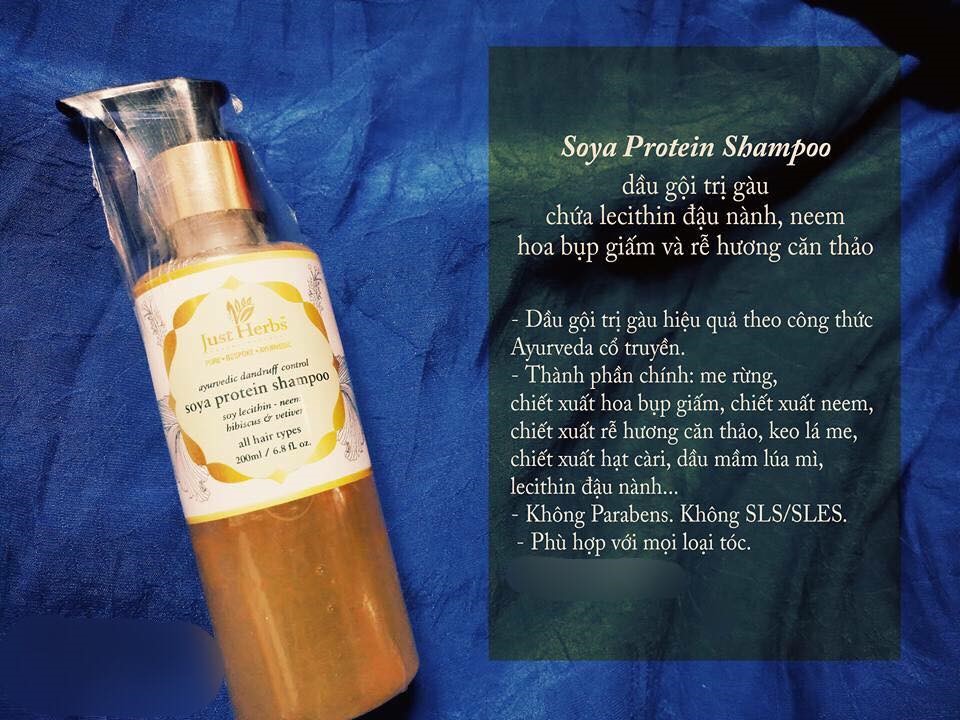 Dầu gội đậu nành trị dầu cho tóc Soya Protein Just Herbs